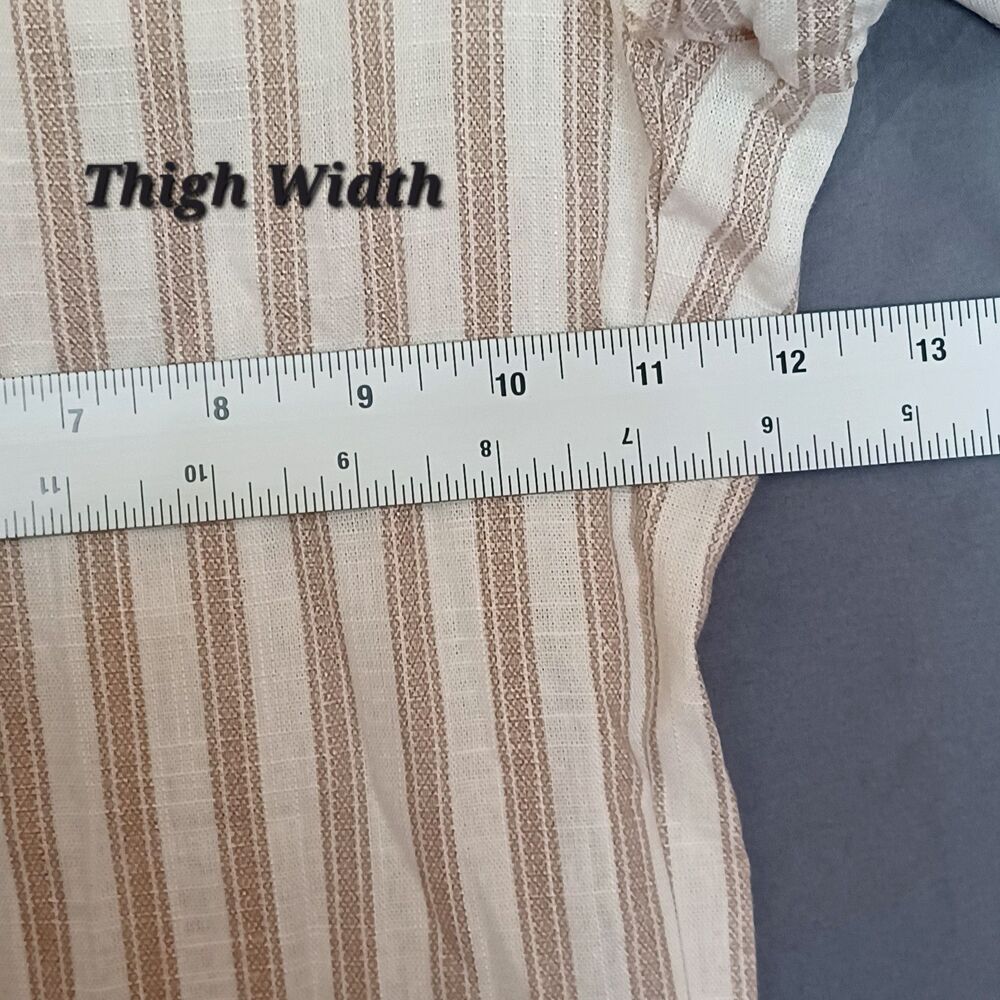 May Design Women’s M Khaki/Cream Striped WideLeg Pull‑On Pants Pockets Lined NWT - Picture 8 of 13